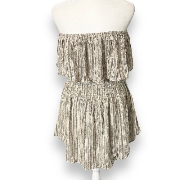 Anthropologie Promesa Size L Strapless Mini Dress Romper Ruching Cream Gray - Picture 5 of 13